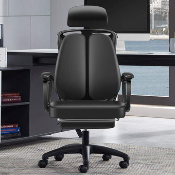 Swivel Office Chair with Lumbar Support & Armrests Task Chair in Black-Furniture,Office Chairs,Office Furniture
